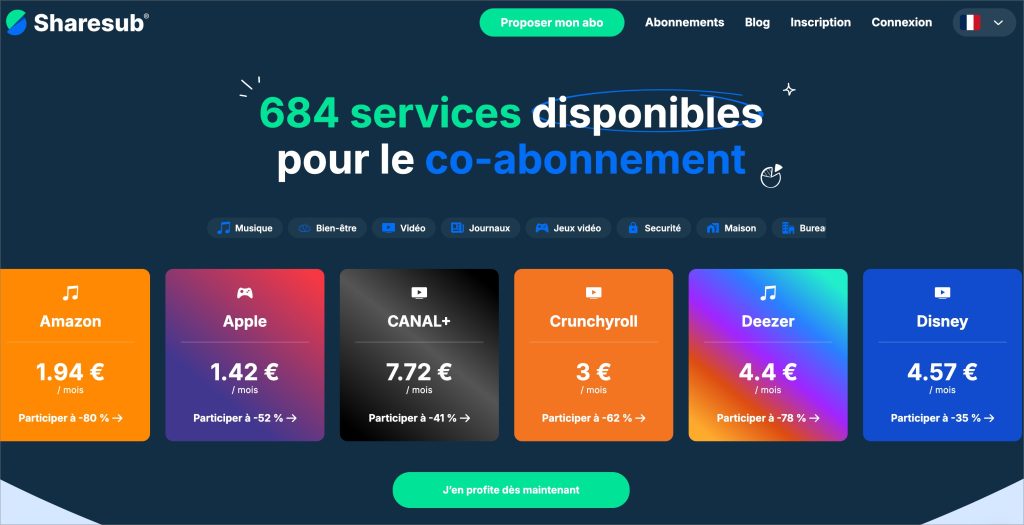 Partage d'abonnements avec ShareSub