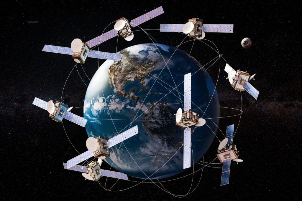 Constellation de satellites Starlink en orbite -illustration